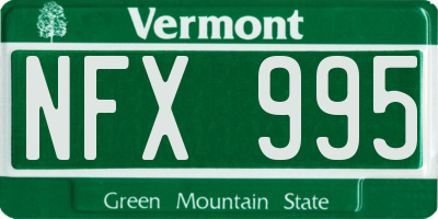 VT license plate NFX995