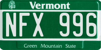 VT license plate NFX996