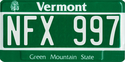 VT license plate NFX997