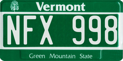 VT license plate NFX998