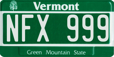 VT license plate NFX999