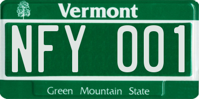 VT license plate NFY001