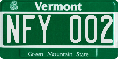 VT license plate NFY002