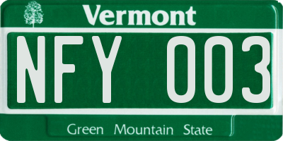 VT license plate NFY003