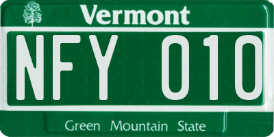 VT license plate NFY010