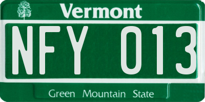 VT license plate NFY013