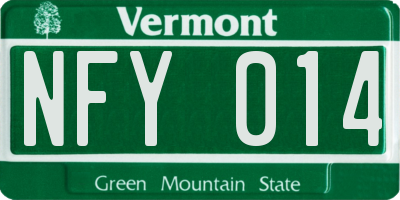 VT license plate NFY014