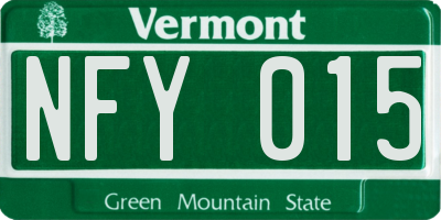 VT license plate NFY015
