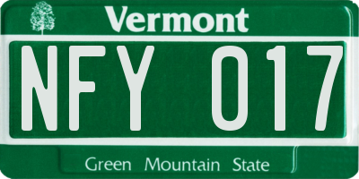 VT license plate NFY017