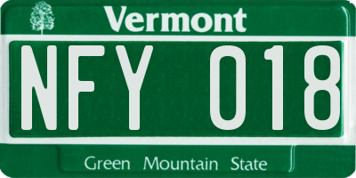 VT license plate NFY018