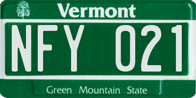 VT license plate NFY021