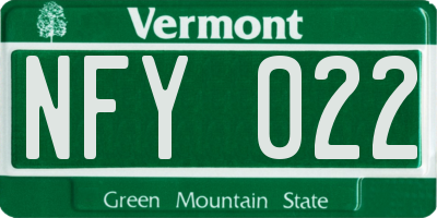 VT license plate NFY022