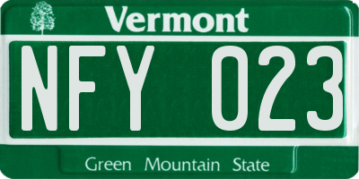 VT license plate NFY023