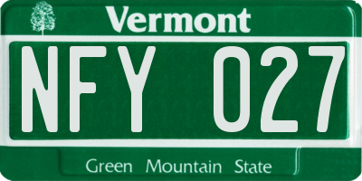 VT license plate NFY027