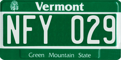 VT license plate NFY029
