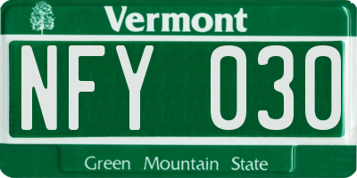 VT license plate NFY030