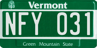 VT license plate NFY031