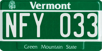 VT license plate NFY033