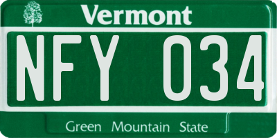 VT license plate NFY034
