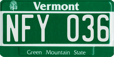 VT license plate NFY036