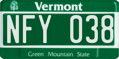 VT license plate NFY038