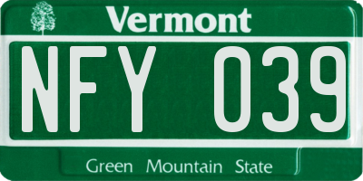 VT license plate NFY039