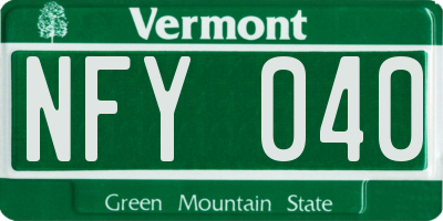 VT license plate NFY040