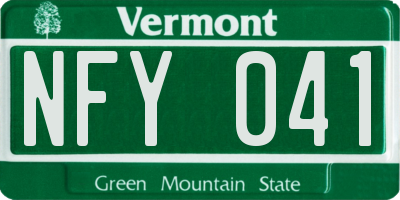 VT license plate NFY041