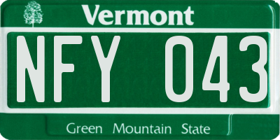 VT license plate NFY043