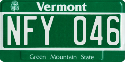 VT license plate NFY046