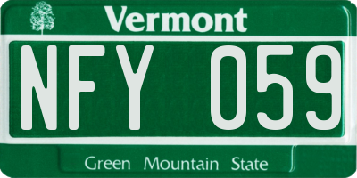 VT license plate NFY059