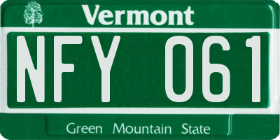 VT license plate NFY061