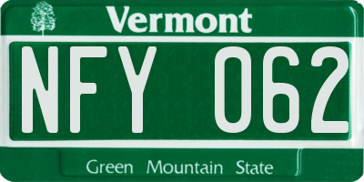 VT license plate NFY062