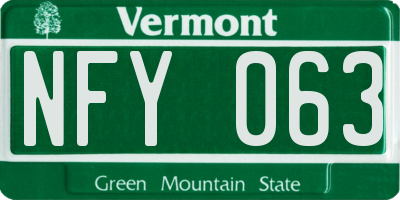 VT license plate NFY063