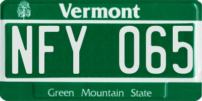 VT license plate NFY065