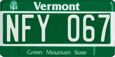 VT license plate NFY067