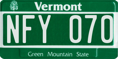 VT license plate NFY070