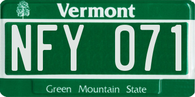 VT license plate NFY071