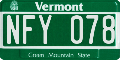 VT license plate NFY078