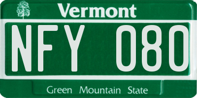VT license plate NFY080