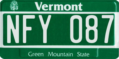 VT license plate NFY087