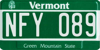 VT license plate NFY089