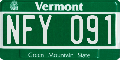 VT license plate NFY091