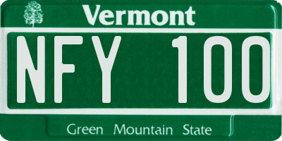 VT license plate NFY100