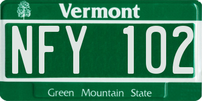 VT license plate NFY102