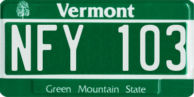 VT license plate NFY103