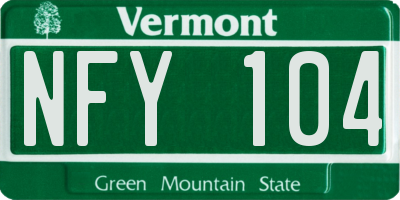 VT license plate NFY104
