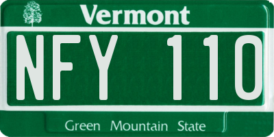 VT license plate NFY110