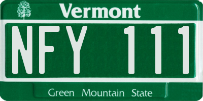 VT license plate NFY111