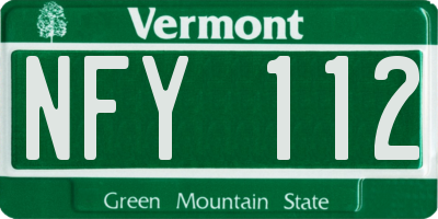 VT license plate NFY112